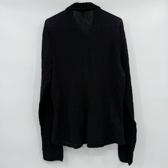 J Jill Top Women Large Black Long Sleeve Snap Button Up Crinkle Lightweight - Picture 4 of 11